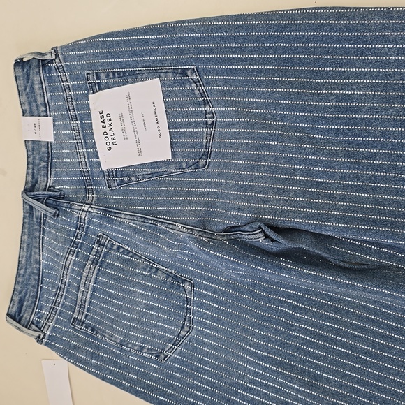 Good American GOOD EASE RELAXED DIAMOND JEANS - NWT - Size 6 - crystal pinstripe - Picture 14 of 16